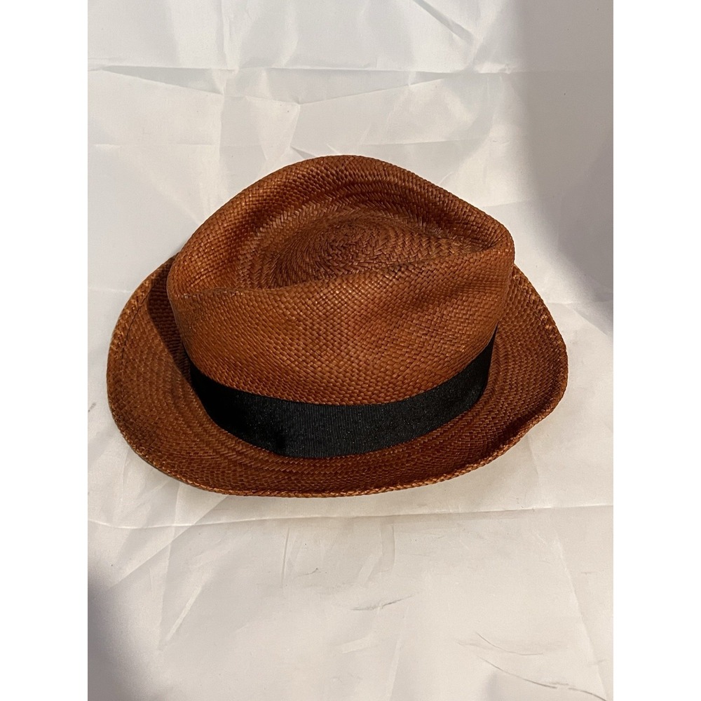 Goorin Bros Brown Straw Fedora with Black Band - Picture 3 of 7